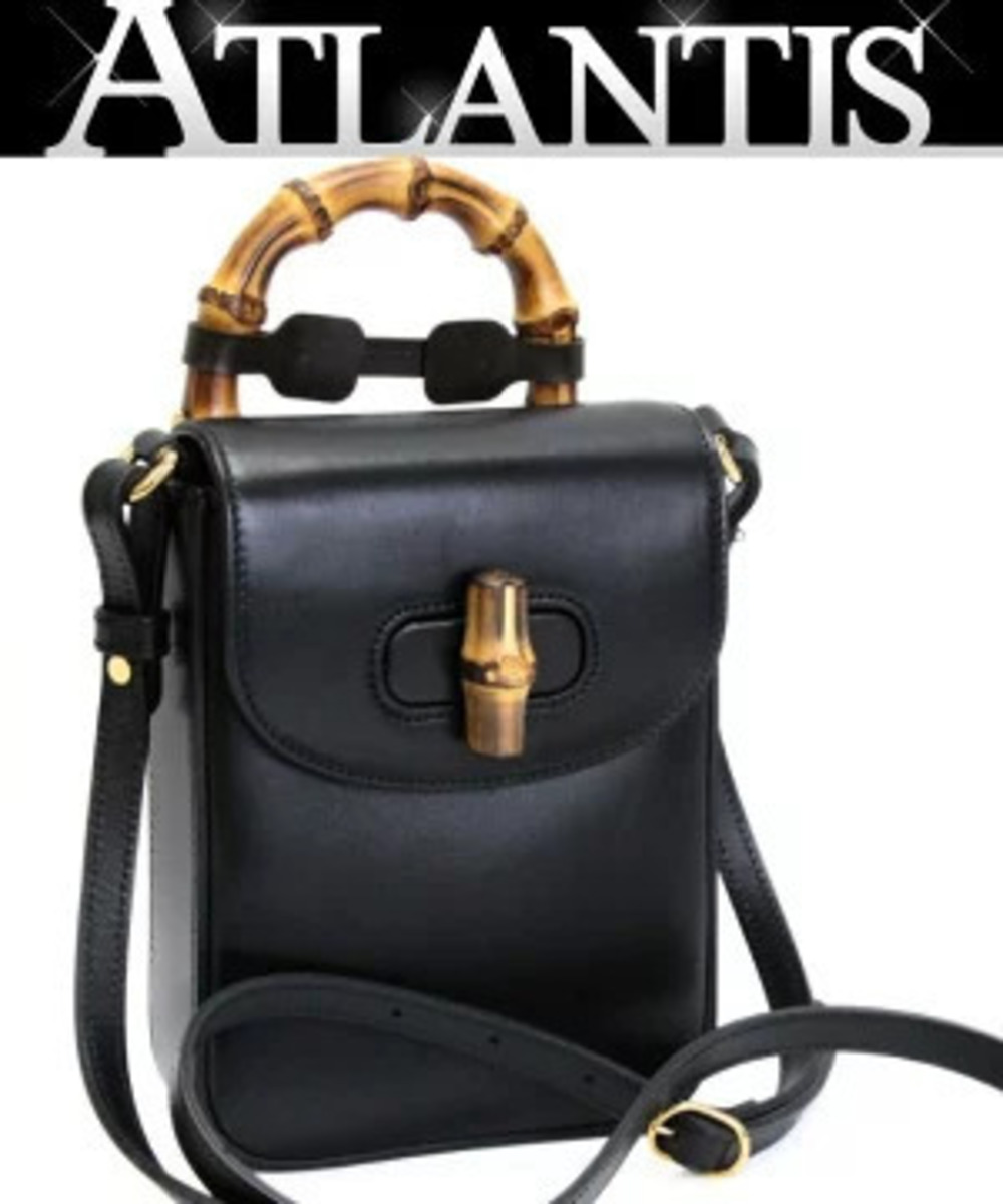 Gucci Bamboo Shoulder Bag Black Leather